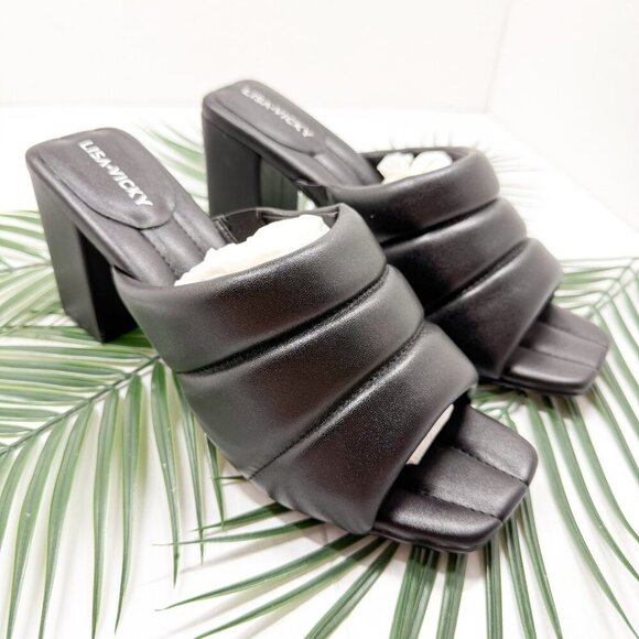 Lisa Vicky Shoes Womens Size 9 Black Sheep Nappa VERY-V Heels Block Sandals New - Picture 1 of 12